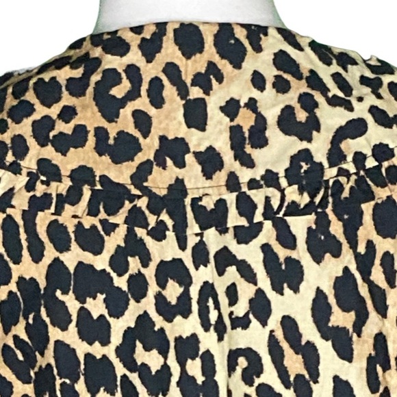 NWT GANNI Ruffled Collar Leopard Print Cotton Poplin Long Sleeve Top - Sz 6 - Picture 6 of 13